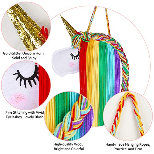 Beinou Unicorn HairBow Holder Rainbow Hair Clips Holder Yarn Tassel Headband Storage Organizer Shy Unicorn Face Home Decor Hair Accessories Storage for Girls Unicorn Party