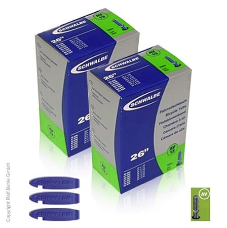 SCHWALBE AV 13 Fahrradschlauch 2 Stück, 26' für Mountainbike + 3 Stück Schwalbe Reifenheber