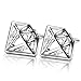 UHIBROS Diamond Shaped Earrings, Unisex Hypoallergenic Stainless Steel Earrings,Cubic Zirconia Stud Earrings Silver,1Pair