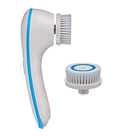 SADVIDHYA Spin Spa Cleansing Facial Brush with 2 Attachments (White, Blue)