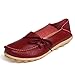 LOVEBEAUTY Women's Comfortable Rubber Sole Leather Flats Slip On Loafer Shoes