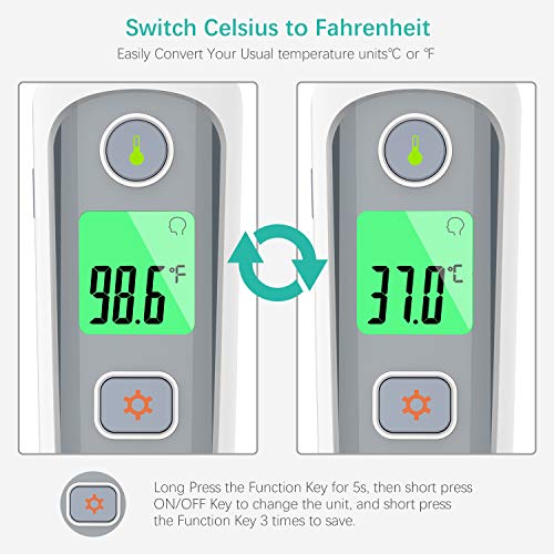 Baby Thermometer, ABOX Digital Medical Infrared Thermometer with Measuring Ear/Forehead/Object Temp, Fever Sound/Backlight Color Warning, Optional Silent Mode, 32 Recall Memory, CE FDA Approved
