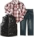 Calvin Klein Baby Shirt, Vest Diagonal Quilt and Jeans Pants Set, Black, 18 Months