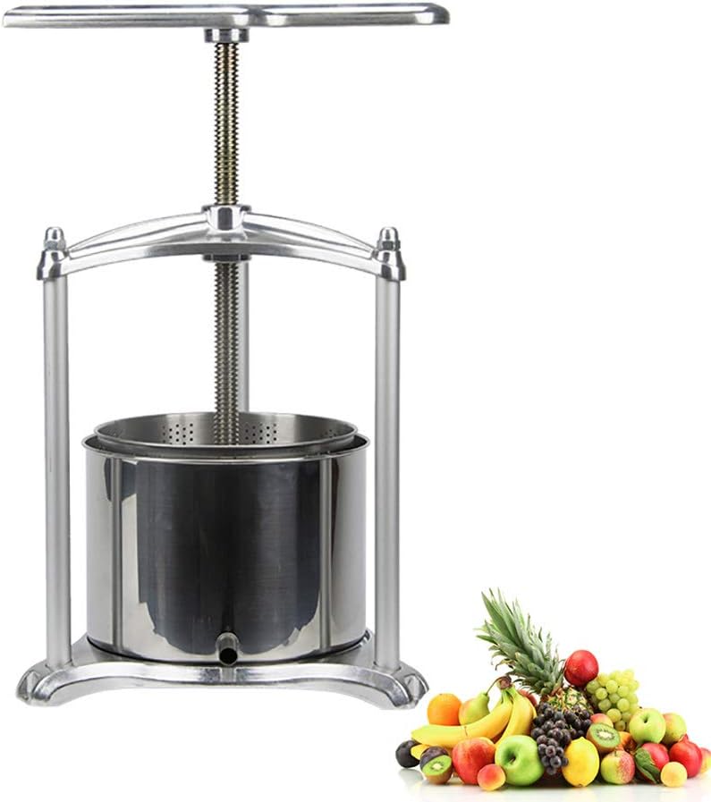 AMNZZ Manual Fruit Juicer - Stainless Steel Fruit Press for Homemade Juice, Wine & Cider Making / 6 Litre