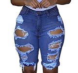 Shawhuwa Womens Sexy Summer Hole Destroyed Denim Shorts Jeans