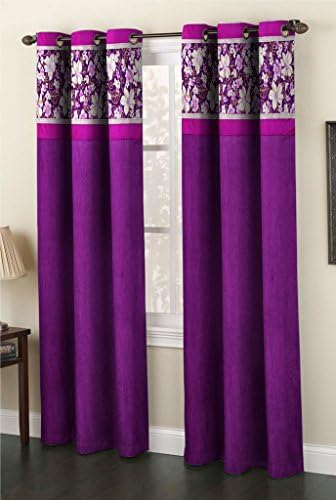 Homefab India 2 Piece Fusion Design Polyester Door Curtain - 7Ft, Purple