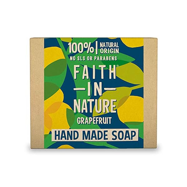 Faith In Nature Natural Grapefruit Hand Soap Bar, Invigorating, Vegan and Cruelty Free, No SLS or Parabens, 100 g