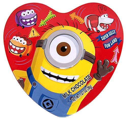 Minions Valentines Day Gift, Heart Tin with Milk Chocolate Candies, 3.38 Ounce