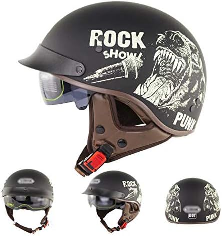 流行 ハーフヘルメットオートバイabsオープンフェイスヘルメットレトロヘルメットバイクジェットヘルメットdot認定クルーザーチョッパースケートボードatvモペットスカルキャップヘルメット 男性女性xxl 62 63cm