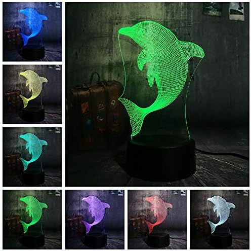 KKVIEW New Generation Children's Christmas Gift Cute Jumping Dolphin 3D LED Night Light Table Desk Baby Sleep Lamp Creative Bedroom Bar Home Decor-Remote-Controlled