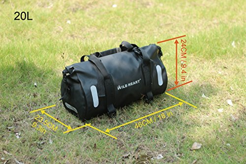 WILD HEART Waterproof Bag Duffel Bag 20L with Welded Seams Shoulder Straps, Mesh Pocket for Kayaking, Camping, Boating,Bycycle,Motorcycle (Blue, 20L)