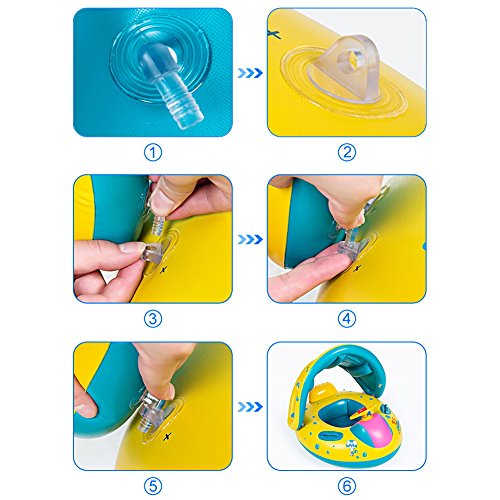 Jellydog Toy Baby Swimming Float, Baby Pool Float with Canopy, Inflatable Infant Pool Swimming Boat with Sunshade, Babies Swimming Float, Baby Pool Toy for Age 1-3 Years