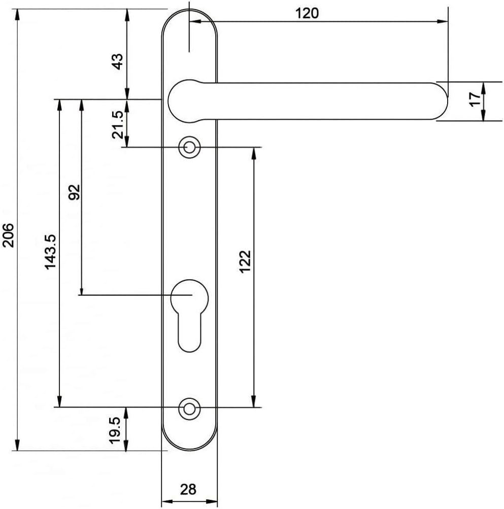 Fab & Fix - UPVC Hardex Polished Chrome Windsor Door Handle Set, 92mm PZ, Lever/Lever, 122mm Screw Centres for External Doors - Image 3