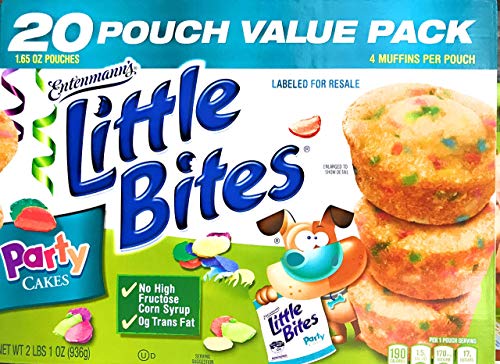 Entenmann's | Little Bites | Party Cakes | 20 Pouches 80 Muffins | 4 Muffins in each Pouch | Delicious | Yummy | Tasty | Net WT 2 LB 1 oz (936g) | 1 Box | - Thumbnail 2