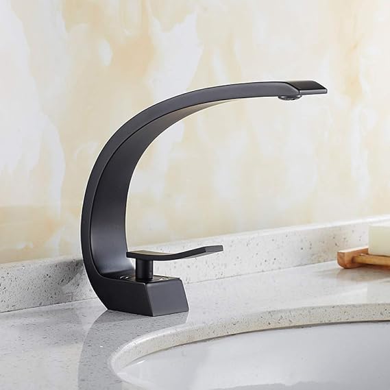 LCBLC Schwarzer Messing-Becken-Wasserhahn Deck-Montierter Einhand