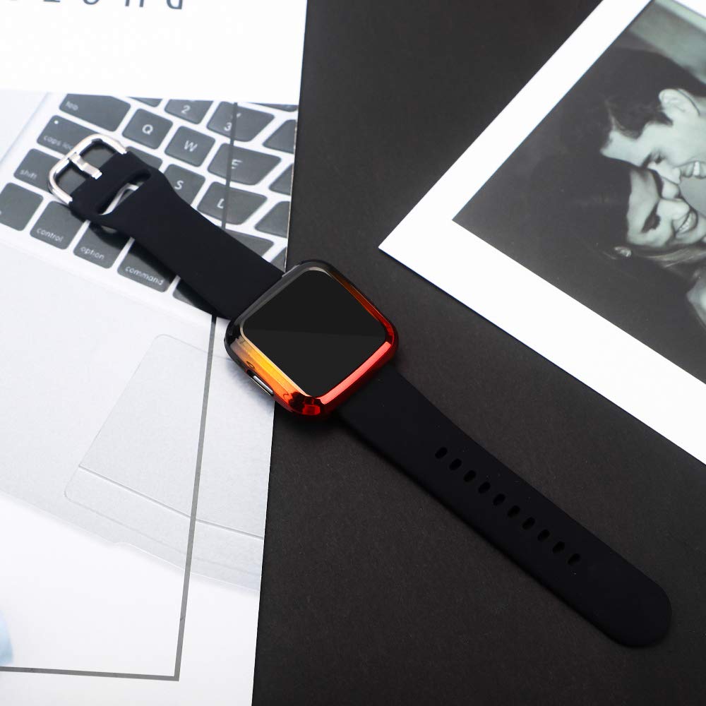 NANW 2-Pack Screen Protector Case Compatible with Fitbit Versa (Not for Versa 2), Soft TPU Gradient Color Case Cover All Around Protective Bumper Shell for Versa Watch Only