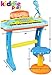 Kiddie Play Electronic 37-Key Toy Piano Keyboard for Kids with Real Working Microphone, Colorful Lights and Stool