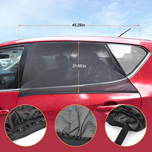 Kuyang Car Window Shade, 2 Pack (Size L) Car Sun Shade for Car Window, Universal Breathable Mesh for Back Seat Windshield, Good for Kids, Passengers, Fit Most of Vehicles.