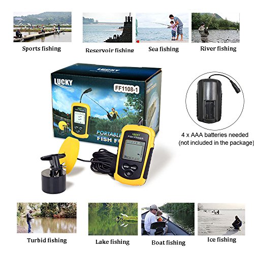 LUCKY Fishfinder Fischfinder 100M / 328ft Portable Angeln Sonar Sensor Verkabelt LCD Tiefe Finder Echolot – Bild 3