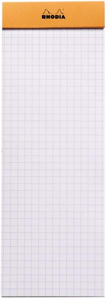RHODIA 8200C, Stapled Notepad N°8 Shopping Orange, 7.4x21 cm, Small Squares, 80 Detachable Sheets, 80G Clairefontaine Paper - Image 3