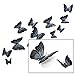 Butterfly Wall Decals - Butterfly Wall Stickers - 3D Butterfly Wall Stickers - Butterfly Wall Art - Wall Decals for Bedroom - Teen Room Decor - Black Butterfly Wall Stickers (12 pcs)