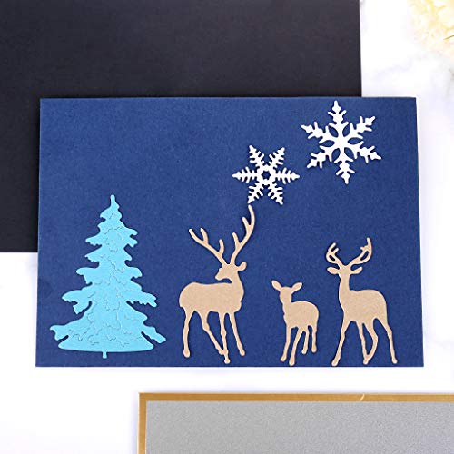 Conleke Merry Christmas Cutting Dies Set -Bell Deer Xmas Tree Dies Cuts Metal Stencil Template for DIY Scrapbook Album Paper Card Making Craft Decoration