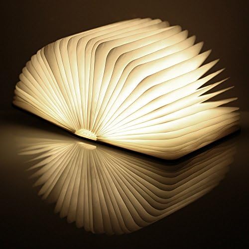 USB Rechargeable Wooden Folding LED Book Light for Decor/Desk/Table/Wall, Magnetic Lamp1000mAh Lithium Batteries Desk Table Lamp, Warm White