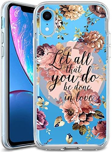 Christian Quotes Bible Verse Clear Phone Case Compatible iPhone XR Customized Design by MERVELLE TPU Clear Shock-Proof Protective Case [Ultra Slim, Anti-Slippery]