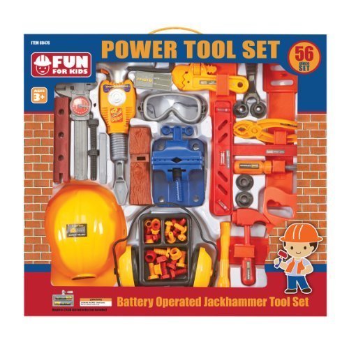 Jumbo 56-Piece Tool Set with Battery-operated Jackhammer by HFT
