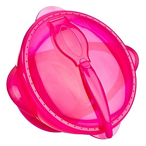 Nuby Easy Go Suction Bowl with Lid and Snap-in Spoon, Colors May Vary