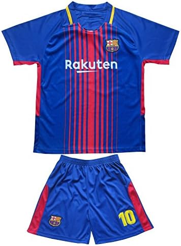 2017/2018 BARCELONA #10 MESSI KIDS HOME SOCCER FOOTBALL JERSEY &amp; SHORTS SOCKS YOUTH SIZES