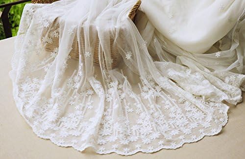 Snow Flower Lace Fabric,white Wedding Embroidery Lace Sell By Yard-lsmen002