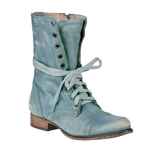 Leder Stiefe für Damen Retro Blockabsatz Stiefeletten Frauen Bequeme Schuhe Sohle Mode Herbst Winter Casual Boots Schuhe Stie