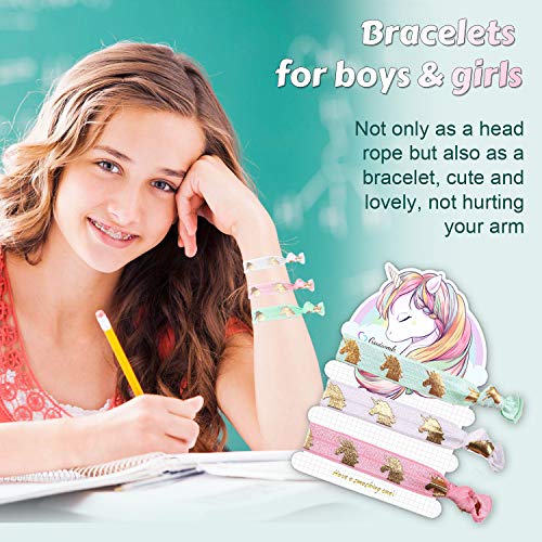 Unicorn Hair Ties Bracelet Elastic Ponytail HoldersÂ Party Favors Birthday Gifts Supplies Decorations for Girl and Children 18 Pieces