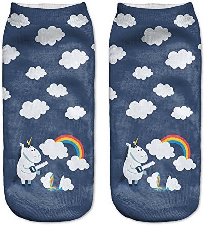 Lilac Beauty 3D Funny Unicorn and Rainbow Crew Socks for Women Girls 40900