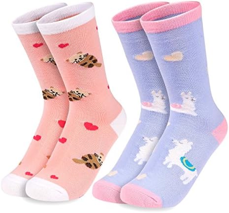Soxxo2-Pair Womens Novelty Socks - Funny Sea Otter and Llama Animal Socks, US 6-9