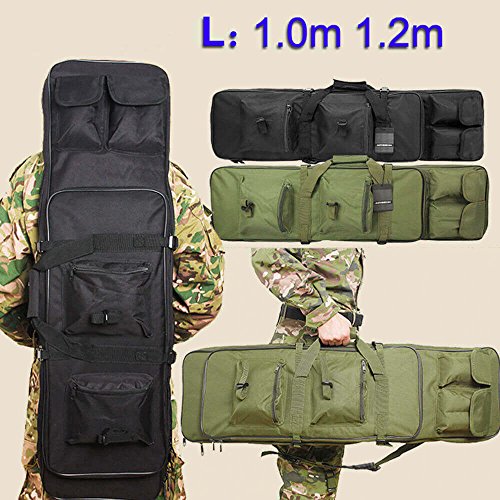 Luvodi Tactical Rifle Soft Case Padded with Backpack Straps 3 Pouch, 2 Zipper Pocket, 1 Short Gun Pistol Storage Holder 48 inch Military Survival Trekking Hiking Fishing Rod Bag - Thumbnail 3