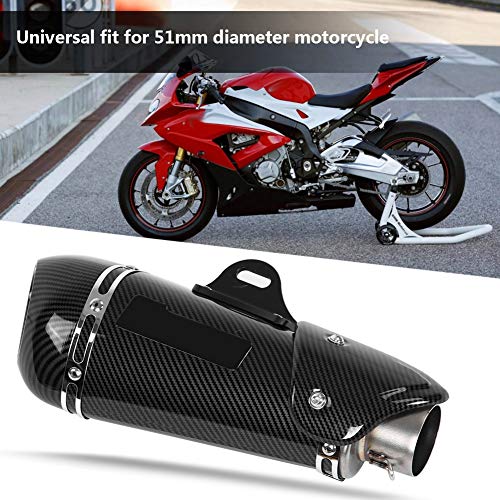 Cuque Moto Exhaust Tailpipe Motorcycle Carbon Fiber Style Universal 51mm Slip on Exhaust Muffler Rear Pipe Tailpipe Motobike Stainless Steel Modified Exhaust System Vent Piping - Thumbnail 5