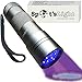 Spot's Light UV Blacklight Flashlight, Silver 12 LED, Ultraviolet Pet Urine Stain Detector Finds Dog and Cat Pee on Carpets, Rugs, any Floor or Wall