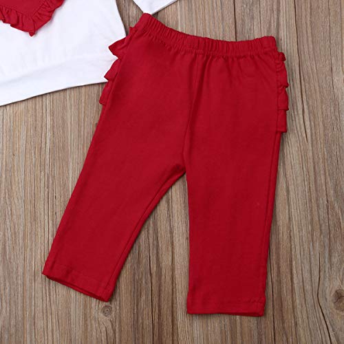 2Pcs Toddler Baby Girl Long Sleeve Ruffle Tops Sweatsuit Pants Outfits Clothes Set ... (Red, 6-12 Months)