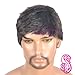GOOACTION Male Short Natural Straight Darkest Brown Hair Wig with Bangs Daily Use Synthetic Hair Replacement Wigs for Men
