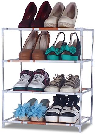 HJFF-Simple single row steel pipe rack dustproof shoe shoes shelf storage multilayer Mini assembly,Four layer rack