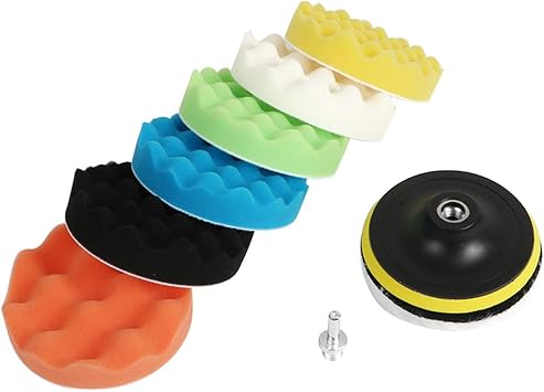 Amazon ポリッシャー スポンジ バフ 電動ドリル用 8点セット 洗車 ワックスがけ 研磨 塗装 125mm 150mm 180mm 3サイズ選べる 電動ポリッシャー アダプター パッド 研磨バフ ポリッシャー