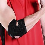 Aodor New Designed Black Adjustable Elbow Brace Support for Sports,Outdoor activities,elbow injury-Tendonitis Elbow Brace-Tennis Elbow Brace-Reflective Logo-One Size Fits All