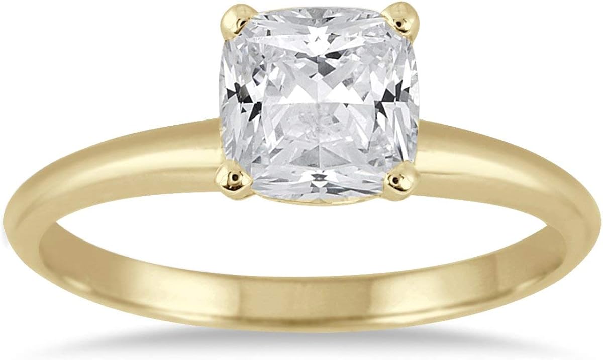 Ags Certified 1 Carat Cushion Cut Diamond Solitaire Ring In 14k