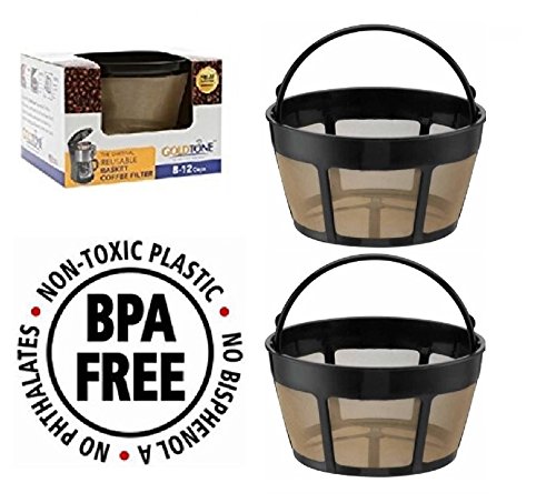 GoldTone Brand Reusable 8-12 Cup Basket Coffee Filter fits Cuisinart Coffee Makers and Brewers. Replaces your Cuisinart Reusable Basket Coffee Filter - BPA Free (2)