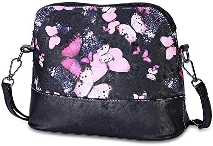 Jopchunm Floral Butterfly Print Zipper Top Clutch Small Handbags Crossbody Purses Shoulder Bags for Women