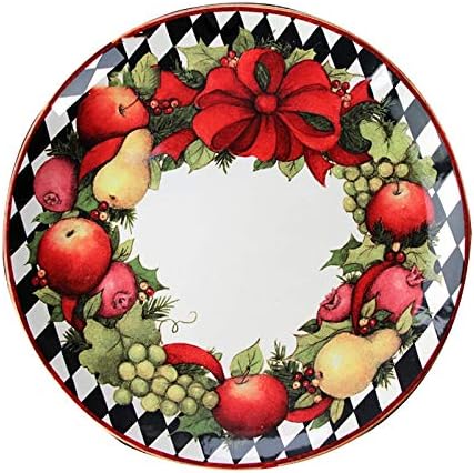 Exquisite Christmas Ribbon Series Gift Fruit Dessert Cuisine Dinner Plate Wall Hanging Home Decoration Display Plate Ceramic Dinner Plates L20.1.13