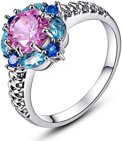 Veunora Delicate Flower Design 925 Sterling Silver Created Garnet Filled Ring for Women