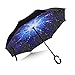 Elover Inverted Umbrella with C-Shaped Handle Inside Out Windproof Umbrella Upside Down Reverse Umbrella Double Layer Travel Umbrella
